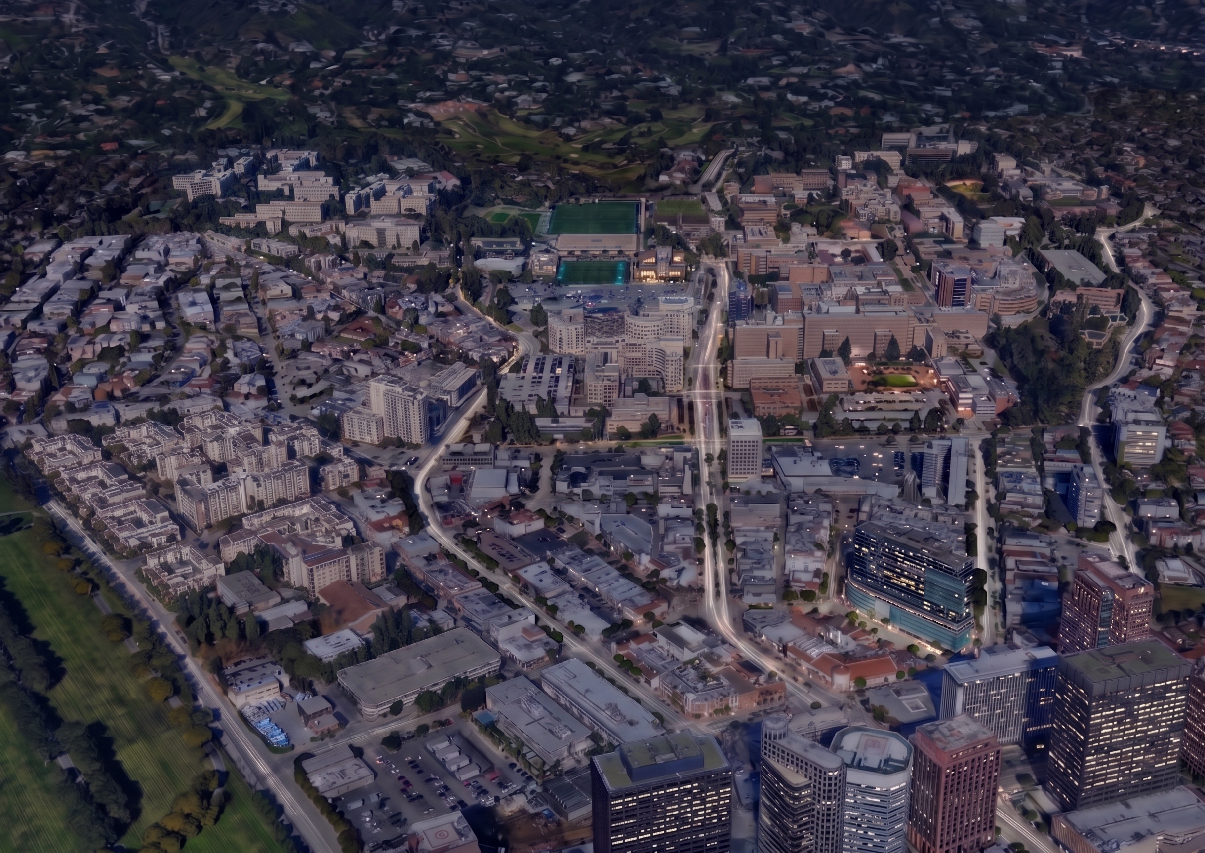 UCLA campus map in night mode